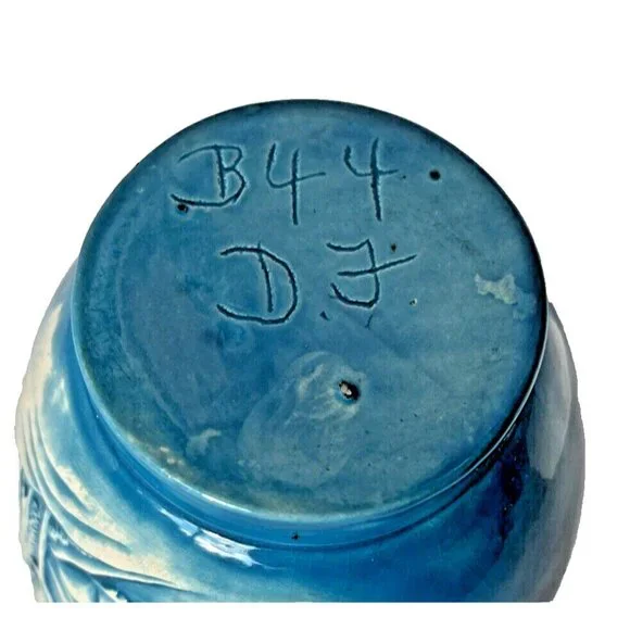 Signed 7” Tall Bright Blue & White Woodland Scene Bud Vase (Ginger Jar W/O Lid)