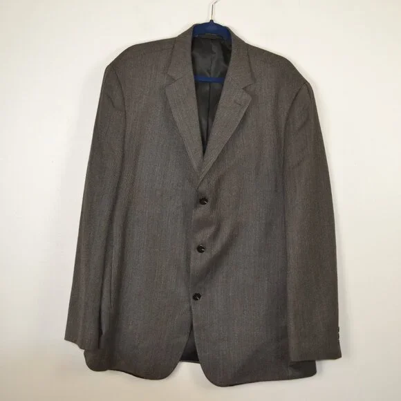 Petrocelli Sport Coat Mens 46L Wool Silk Sport Blazer 2 Side Pockets Gray Jacket