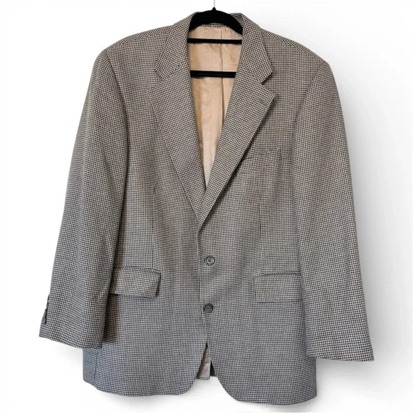 Vintage Chaps by Ralph Lauren Houndstooth Blazer 42R Silk Wool Blend Y2K Canada
