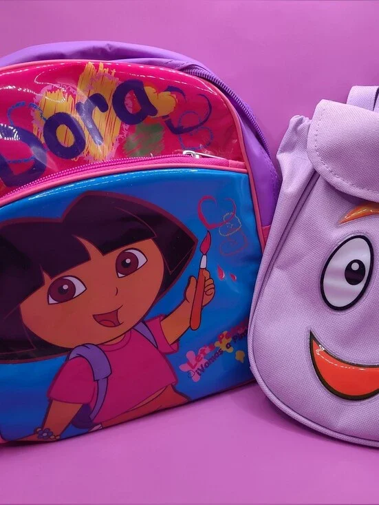 Vintage Dora The Explorer Mini Backpack Lot 2 Bags Lets Paint! Map