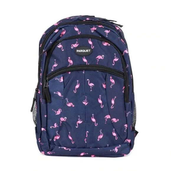 Flamingo -Navy & Pink Backpack/ Laptop Bag / School Bag- Multi-Compartment - NWT