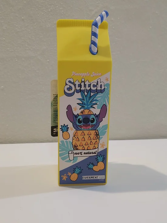 Disney Stitch Pineapple Juice Pencil Case Pouch Silicone Zipper New w/ Tag