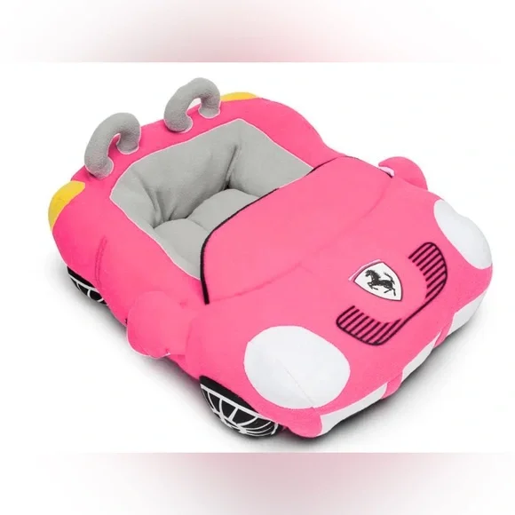 Dog bed Pink Convertible car shaped Fluffy Thick Soft New Ferrari soft p…