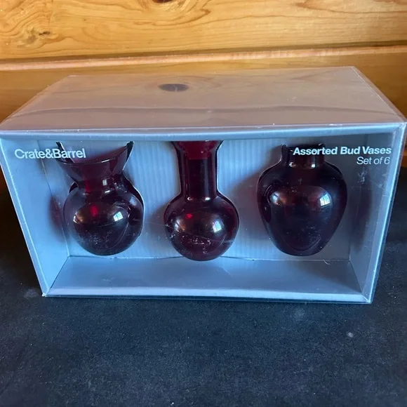 Crate&Barrel Red Bud Vases Set of 6