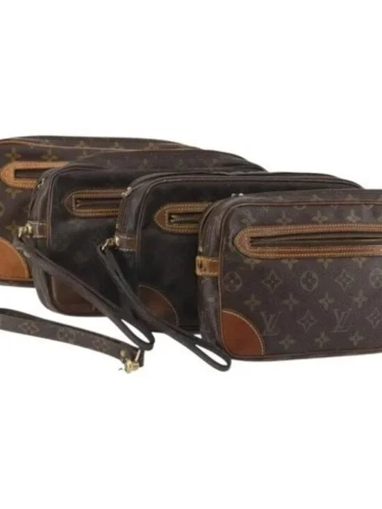 LOUIS VUITTON Monogram Marly Dragonne GM Clutch Bag 4 Set M51825 LV Auth 164641