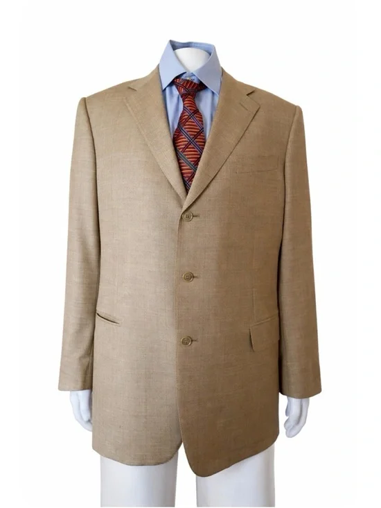Ermenegildo Zegna Tan Fine Wool Blazer 3 Button Sport Coat Men’s Luxury Jacket