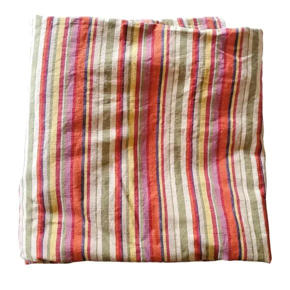 Crate & Barrel VTG Samba Stripe Table Cloth Picnic Blanket Multicolor 60x60