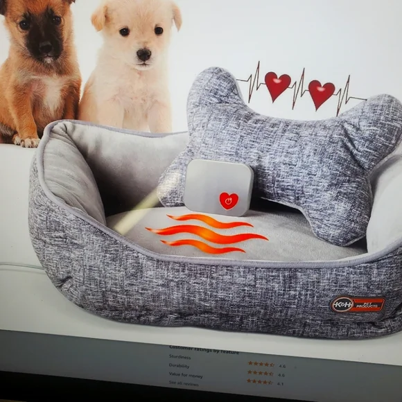 Heated Soothing Heartbeat Puppy/Dog Bed