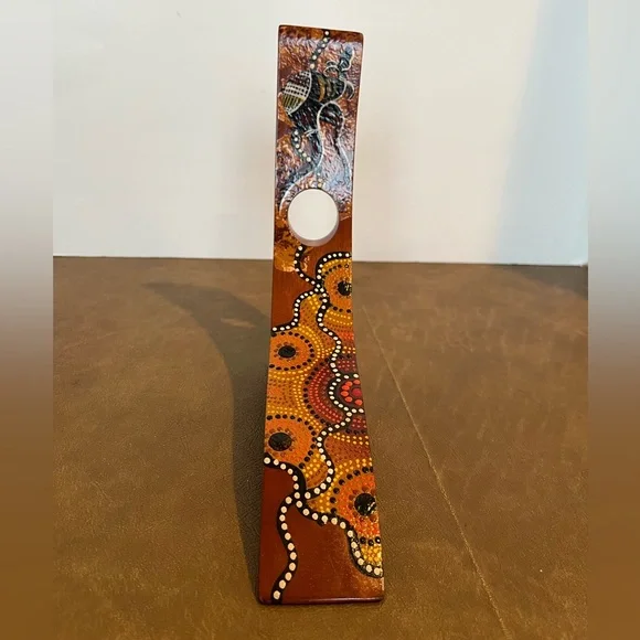 Handcrafted Australian Aboriginal Art Wooden Wine Bottle Holder