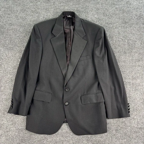 Polo University Club Tuxedo Jacket 42 S Black Wool Luxury Designer Ralph Lauren