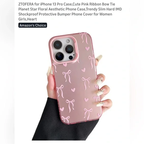 Pink Heart and Bow iPhone 13 Pro Case