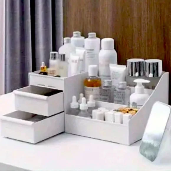 New - Large Capacity - Chic Vanity Organizer - Polished White