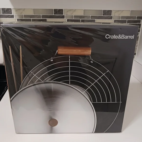 Crate&Barrel Silver and Brown Wok Set