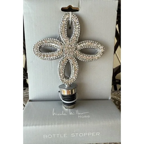 Nicole Miller Home LARGE Bottle Stopper Wine Infinity Bling Jeweled - NIB