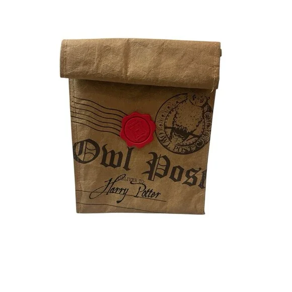 Harry Potter Owl Post Lunch Bag Hogwarts Letter Insulated Brown 10.5