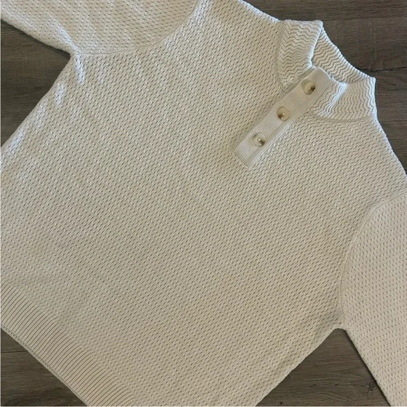 LIVERPOOL Los Angeles Mens Sweater Size‎ XL Ivory Mock Button Neck NWOT