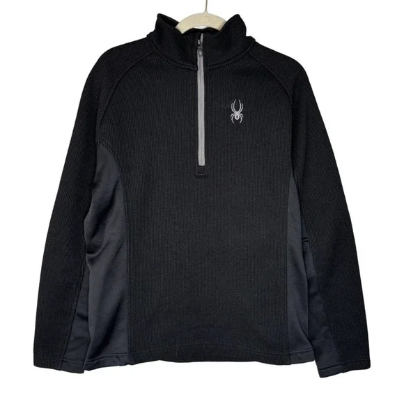 SPYDER Mens Black Quarter Zip Pullover High Neck Sweater‎ Activewear Size Medium
