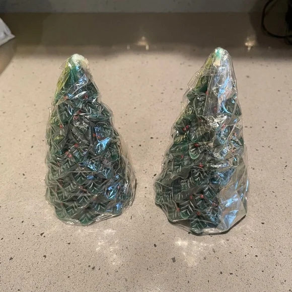2 Crate & Barrel Christmas tree candles