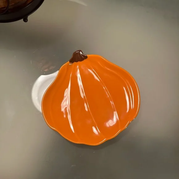NWOT Crate & Barrel Pumpkin Tapas Plate