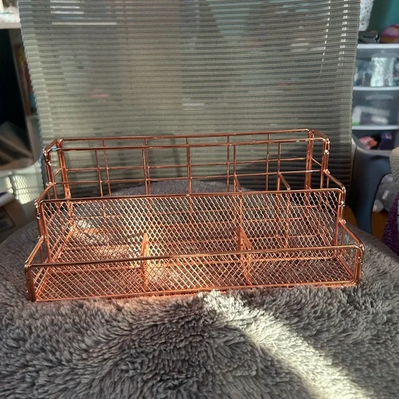 Copper Wire Mesh Desk Organizer