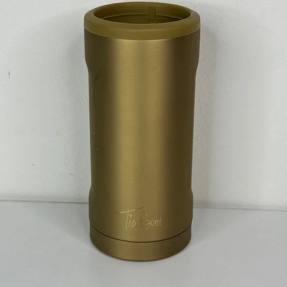 Brumate Hopsulator Slim Can Cooler Gold Tia Booth Signature 12oz Stainless Steel