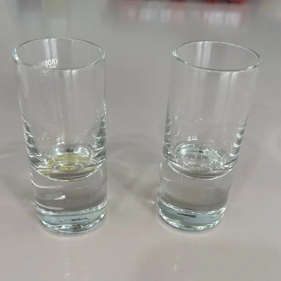 Crate&Barrel Clear Glass Shot Glass Duo