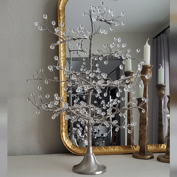 Crate&Barrel Silver Crystal Tree Accent