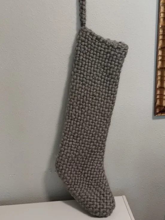 Crate&Barrel Gray Woven Holiday Stocking