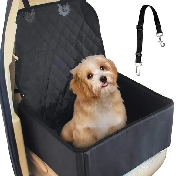 Waterproof Pet Hammock Car Seat Cover & Belt -Travel Safely in Cars, Trucks, SUV