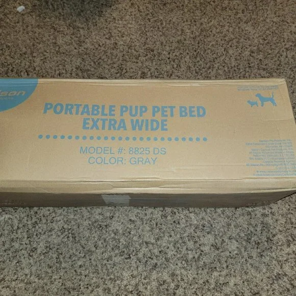 CARLSON portable pup pet bed extra wide Gray New