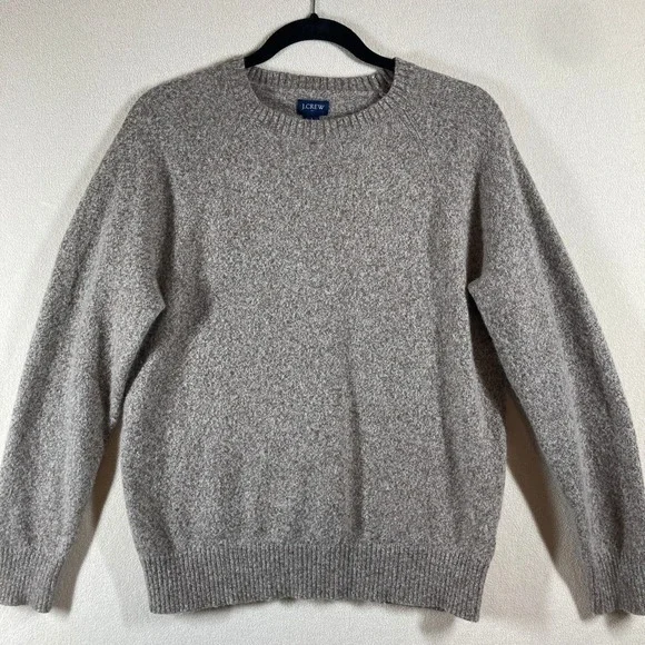 J. Crew Factory‎ Men's Wool Blend Crewneck Sweater Sz L Beige Preppy Classic