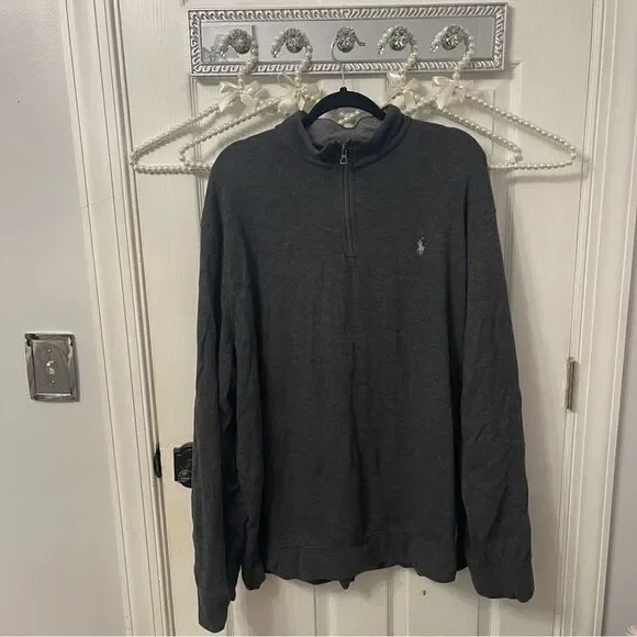 Polo Ralph Lauren Men’s Pullover Sweater 1/4 Zip Gray