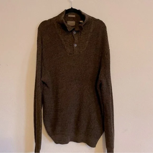 St. John’s Bay mens Commando pullover knit sweater XL soft cotton winter brown
