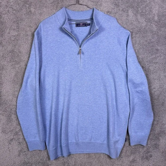 Vineyard Vines Boathouse Sweater Mens 2XL XXL Merino Wool Knit 1/4 Zip‎ Pullover