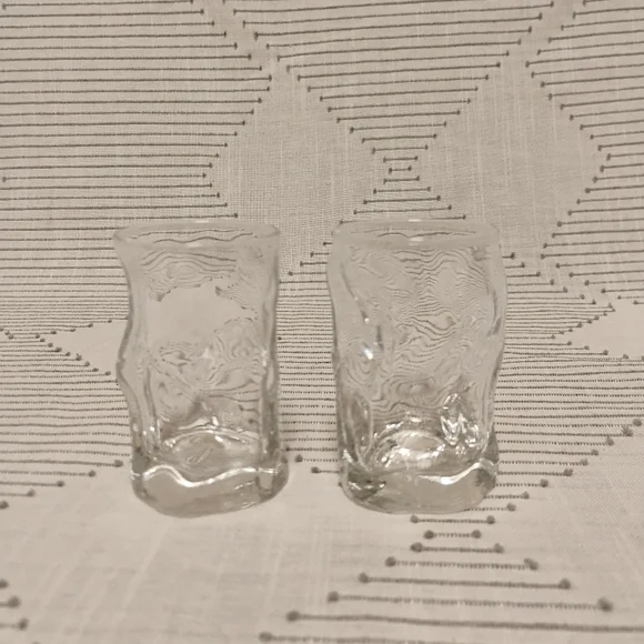 Clear Textured Glass Shot Glasses Pair Of 2