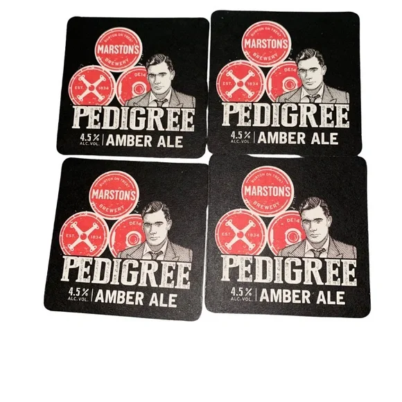Marston’s Pedigree Amber Ale Beer Mats Coasters Set of 4 Pub Bar Collectible