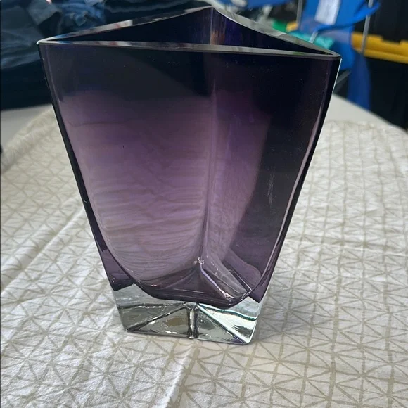 Crate&Barrel Purple Geometric Glass Vase