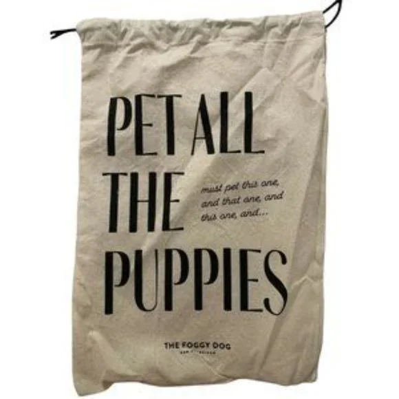 Foggy Dog Canvas Gift Bag PET ALL THE PUPPIES Drawstring Pouch Storage Treats