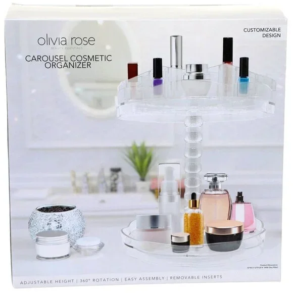 OLIVIA Rose Rotating Carousel Clear Cosmetic Jewelry Organizer