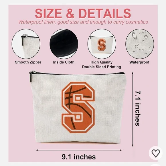 White and Orange Cosmetic Pouch