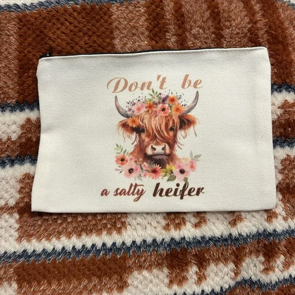 **2/$10** Floral Cow Print Pouch