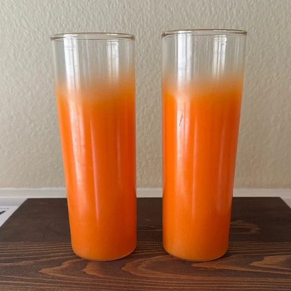 Mid Century Modern Blendo Frosted Orange Tom Collins glasses Set of 2
