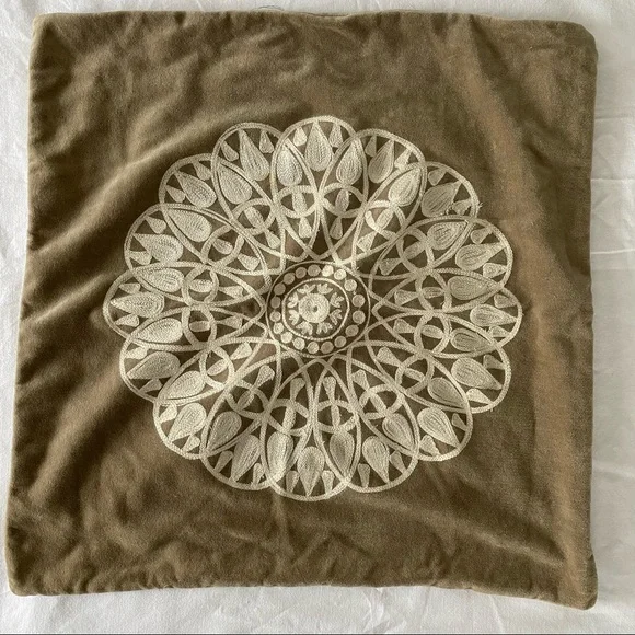 Crate&Barrel Embroidered velvet pillow sham