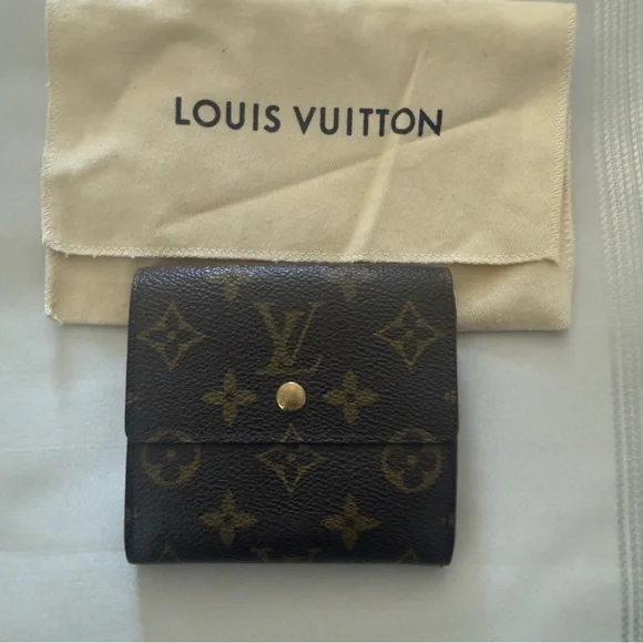 Louis Vuitton Monogram Canvas Compact Card Holder in Brown and Gold