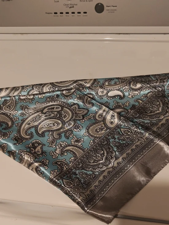 Silk Paisley Scarf in Teal and Silver