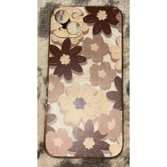 Unbranded iPhone 14 Plus Brown & Tan Floral Pattern