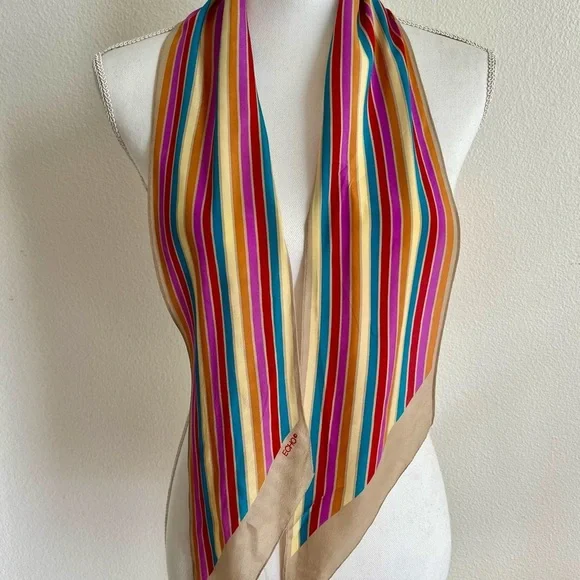 Colorful Striped silk scarf 7/56 inches