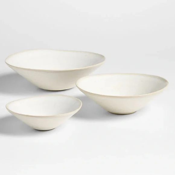 New! Crate&Barrel Stoneware Nesting Bowls Set