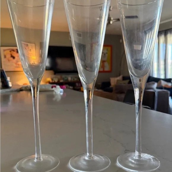 Crate&Barrel Clear Champagne Flutes. Set of 3