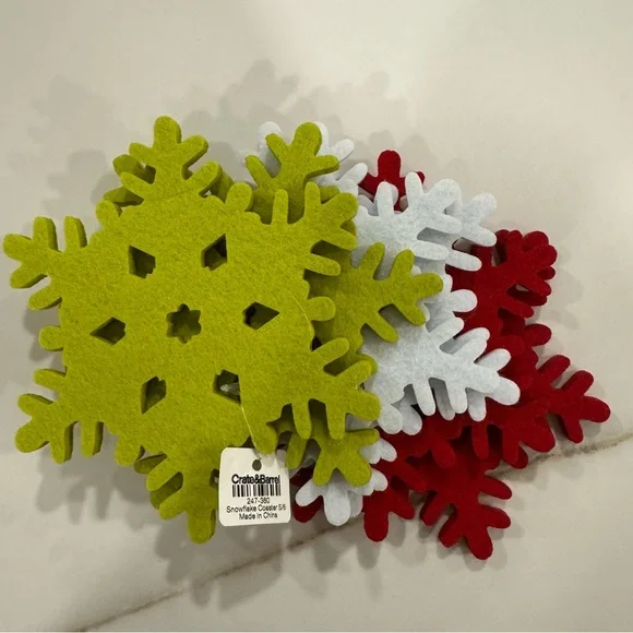 6-Pack Crate & Barrel Felt Snowflake Coasters